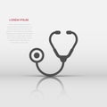 Stethoscope icon in flat style. Heart diagnostic vector illustration on isolated background. Medicine sign business concept Royalty Free Stock Photo
