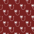 Stethoscope icon with heart shape seamless pattern isolated on color background Royalty Free Stock Photo