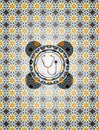 Stethoscope icon inside arabic badge background. Arabesque decoration
