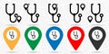 Stethoscope icon in location set. Simple glyph, flat illustration element of medicine theme icons Royalty Free Stock Photo