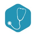 The stethoscope icon. Universal medical diagnostic device for auscultation of various organs.