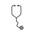 Stethoscope icon vector isolated on white background, Stethoscope sign , sign and symbols in thin linear outline style Royalty Free Stock Photo