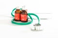 Stethoscope with injection medicine ampule