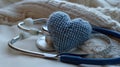 The Stethoscope and Knitted Heart. AI generated Royalty Free Stock Photo