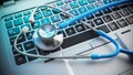 Stethoscope on laptop keyboard