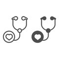 Stethoscope line and glyph icon. Doctor tool vector illustration isolated on white. Cardiology instrument outline style Royalty Free Stock Photo