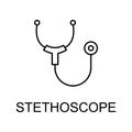 stethoscope line icon. Element of medicine icon with name for mobile concept and web apps. Thin line stethoscope icon can be used Royalty Free Stock Photo