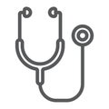 Stethoscope line icon, health and clinical