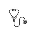 Stethoscope line icon, outline vector sign, linear style pictogram isolated on white. Royalty Free Stock Photo