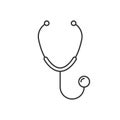 Stethoscope line icon on white background. Editable stroke