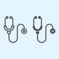 Stethoscope line and solid icon. Medical equipment. Health care vector design concept, outline style pictogram on white Royalty Free Stock Photo