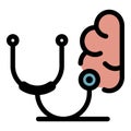 Stethoscope listen brain icon color outline vector Royalty Free Stock Photo