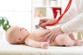 Stethoscope listening to baby`s heart beat