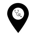 Stethoscope location map pin icon. Element of map point for mobile concept and web apps. Icon for website design and development,