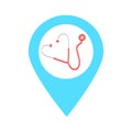 Stethoscope location map pin icon. Element of map point for mobile concept and web apps. Icon for website design and development,
