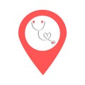 Stethoscope location map pin icon. Element of map point for mobile concept and web apps. Icon for website design and development,