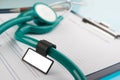 Stethoscope on medical document Royalty Free Stock Photo
