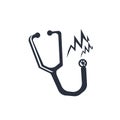 Stethoscope medical heart beats control tool icon vector sign and symbol isolated on white background, Stethoscope medical heart