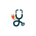 Stethoscope Medical icon with electic plug. Vector illustration Royalty Free Stock Photo