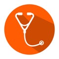 Stethoscope medical icon vector flat style illustration with color background Royalty Free Stock Photo