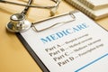Stethoscope with medicare form with parts list. Royalty Free Stock Photo
