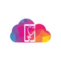 Stethoscope mobile cloud shape concept logo design