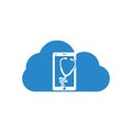 Stethoscope mobile cloud shape concept logo design