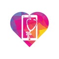 Stethoscope mobile heart shape concept logo design