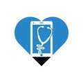 Stethoscope mobile heart shape concept logo design