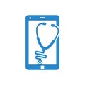 Stethoscope mobile logo design vector.