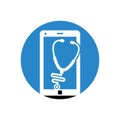 Stethoscope mobile logo design vector.