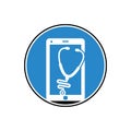 Stethoscope mobile logo design vector.