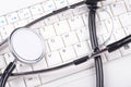 Stethoscope on modern white keyboard Royalty Free Stock Photo