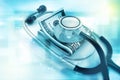 Stethoscope on money. Money in medicine Royalty Free Stock Photo