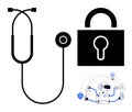 Stethoscope and Padlock Representing Healthcare Data Security with AI Technology Royalty Free Stock Photo