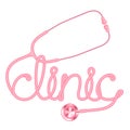 Stethoscope pink color and clinic text made from cable