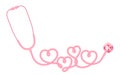 Stethoscope pink color and heart sign symbol made from cable