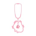 Stethoscope pink color and heart sign symbol shape made from cab
