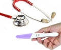 Stethoscope and Pregnancy test