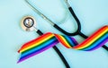 Stethoscope on the rainbow flag, LGBT