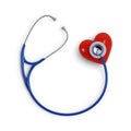Stethoscope and Red Heart isolated on White