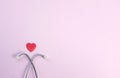 Top view Stethoscope and red heart on pale pink isolated background with copy space for text. Close up, top view. Medical equipme