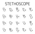 Stethoscope related vector icon set. Royalty Free Stock Photo