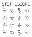 Stethoscope related vector icon set. Royalty Free Stock Photo