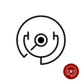 Stethoscope round line style icon. Medical logo.