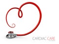 Stethoscope in shape of heart. 3d illustration. Stethoscope, heartbeat sign