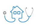 Stethoscope in shape of house in blue design