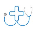 Stethoscope in shape of medical cross