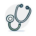 Stethoscope simple sketch icon in cartoon style