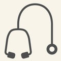 Stethoscope solid icon. Cardiologist medical equipment glyph style pictogram on white background. Heart healthcare for Royalty Free Stock Photo